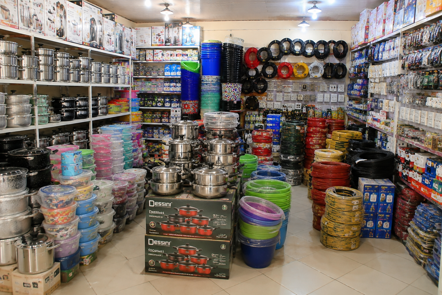 Shelves of electrical wires and supplies
